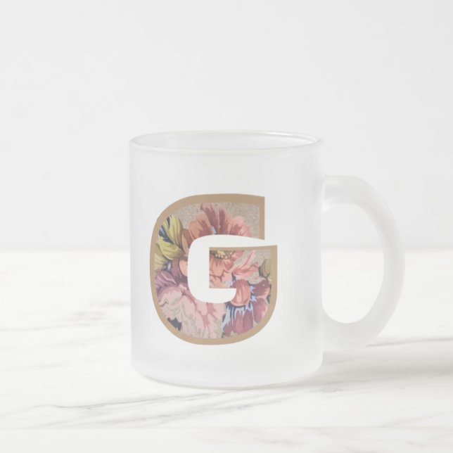 Rustikales Blumeninitial G Monogramm Mattglastasse (Rechts)