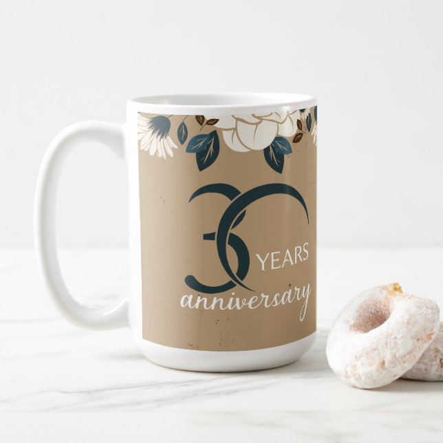 Rustikales Blumenjubiläum Kaffeetasse (Mit Donut)