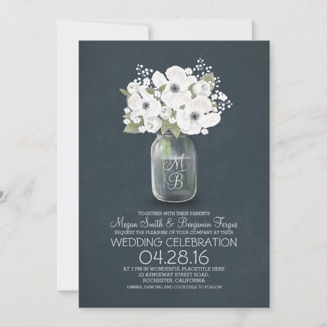 rustikales Blumenkohl Einladung zur Hochzeit (Vorderseite)