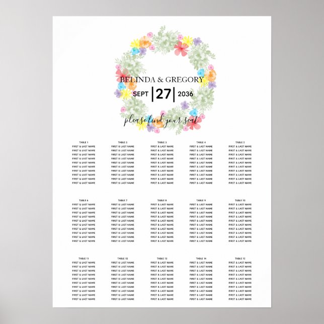 Rustikales Blumenkraut-Hochzeitstabelle Poster (Vorne)