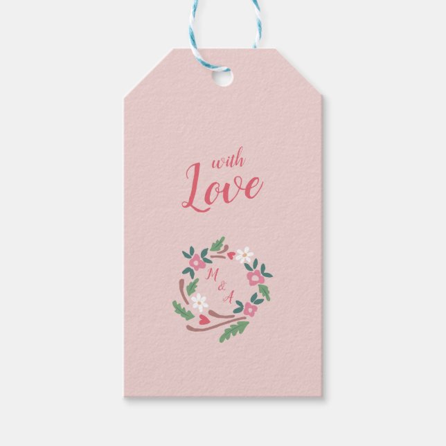 Rustikales Blumenkraut Monogramm Geschenkanhänger (Vorderseite)