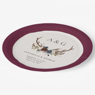 Rustikales Blumenmotiv und Junggesellendekor Pappteller