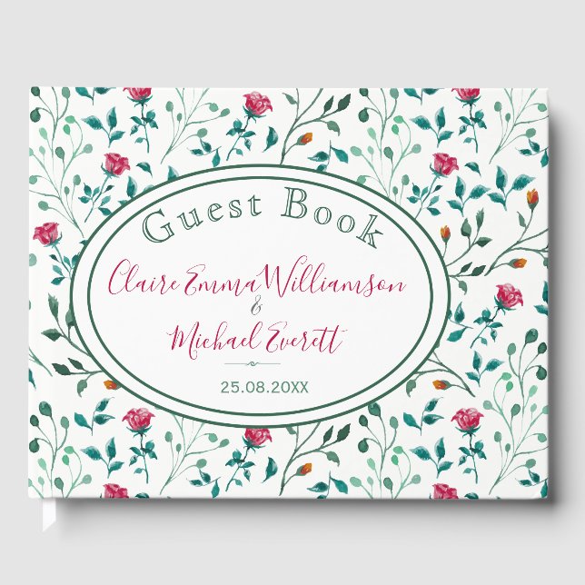 Rustikales Blumenmuster | Hochzeit Gästebuch (Vorderseite)