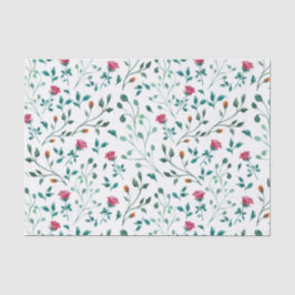 Rustikales Blumenmuster und grünes Blattmuster Seidenpapier