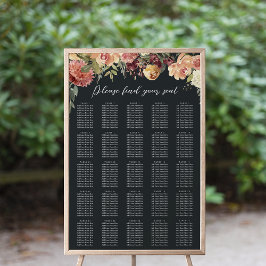 Rustikales Blumenmuster XL Hochzeitstabelle Poster