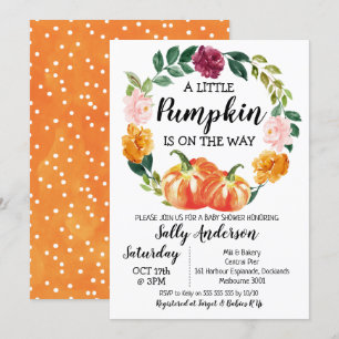 Rustikales Blumenreath Kleine Pumpkin Baby Dusche Einladung