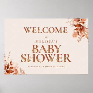 Rustikales Blumenschreiben Fall Babydusche Begrüßu Poster