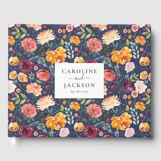 Rustikales Blumenzettel Gästebuch (Vorderseite)