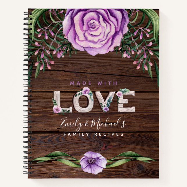 Rustikales Blumenzettel Notizbuch (Vorderseite)