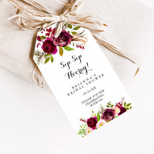 Rustikales Blush Burgund Sip Hooray Brautparty Geschenkanhänger