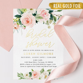 Rustikales Blush-Gold-Brautparty Folieneinladung