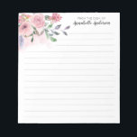 Rustikales Blush Pastellfarben Pink Floral Wasserf Notizblock<br><div class="desc">Rustikales Blush Pastellfarben Pink Floral Wasserfarbe Skript Notepad</div>