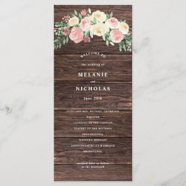 Rustikales Blush Pink Floral Wedding Programm