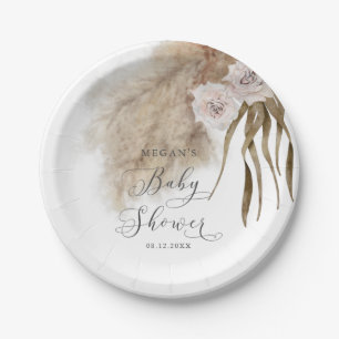 Rustikales Blush Pink Pampas Grass Baby Dusche Pappteller