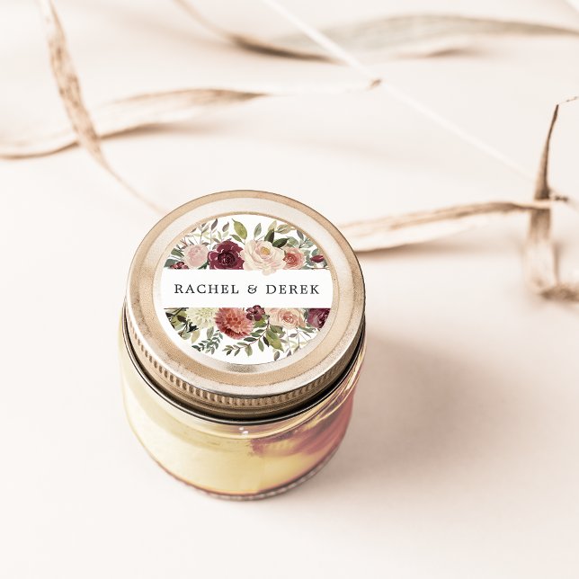 Rustikales Blut | Aquarellblume Runder Aufkleber (Von Creator hochgeladen)