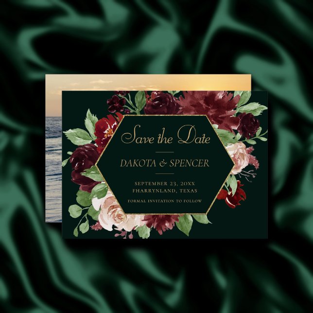 Rustikales Blut | Terracotta und Marsala Roter Kra Save The Date (Von Creator hochgeladen)