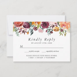 Rustikales Blütenburgund Blush Orange UAWG RSVP Karte