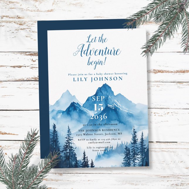 Rustikales Boho Adventure Begin Mountain Baby Dusc Einladung (Rustic Boho Adventure Begin Mountain Baby Shower Invitation)