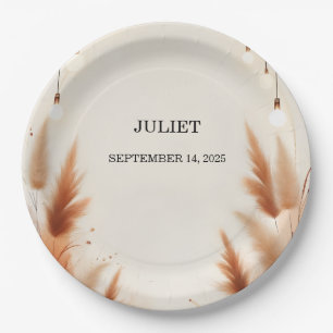 Rustikales Boho Autumn Ombre Brown Brautparty Pappteller