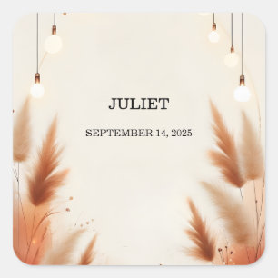 Rustikales Boho Autumn Ombre Brown Brautparty Quadratischer Aufkleber
