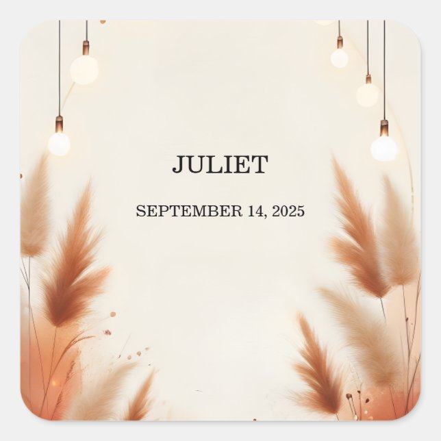 Rustikales Boho Autumn Ombre Brown Brautparty Quadratischer Aufkleber (Vorderseite)