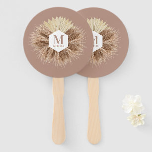 Rustikales Boho Bohemisch Pampas Grass Monogram Fächer