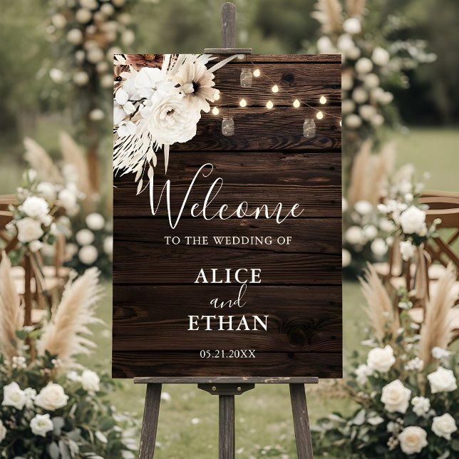 Rustikales Boho Botanische Hochzeit Begrüßungszeic Poster (Von Creator hochgeladen)