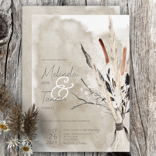 Rustikales Boho-Bouquet modernes Hochzeits-Einladu Einladung