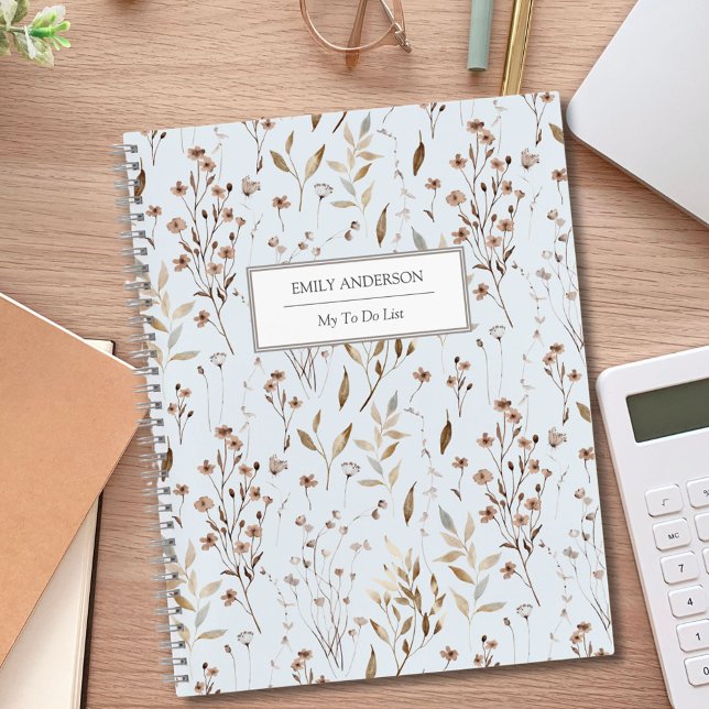 Rustikales Boho Brown fällt botanisch auf Karo-Lis Notizbuch (In situ)