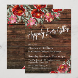 Rustikales Boho Burgundy Red Floral glücklich je n Einladung