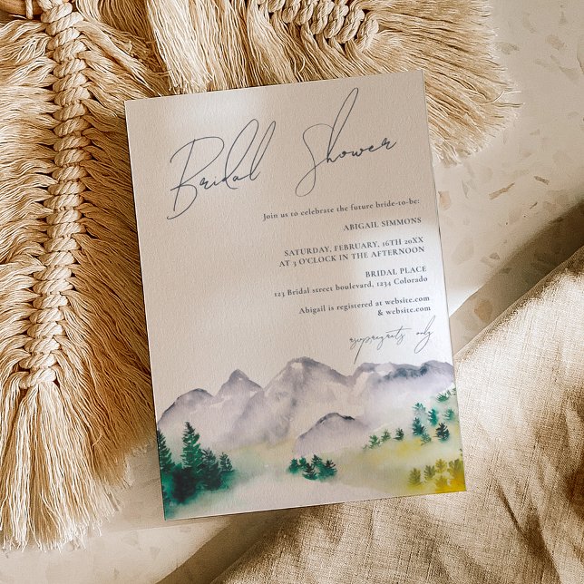 Rustikales boho Colorado Brautparty Einladung (Rustic boho Colorado mountain bridal shower Invitation)