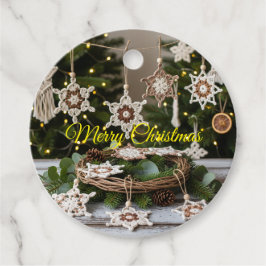 Rustikales Boho Crochet Snowflake Weihnachtsanfang Geschenkanhänger