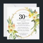Rustikales Boho Daffodil 30. Geburtstag Abendessen Einladung<br><div class="desc">Die wunderschöne Blumenstruktur im Frühling mit ihren gelben und weißen Daffodien schmückt einen rustikalen Rahmen. Die üppige Vegetation und die üppigen Stiele verleihen dem Hotel ein modernes Boho-Ambiente. Das Hinterteil der Einladung zum 30. Geburtstag ist hellgelb. Perfekte Wahl für eine Geburtstagsfeier im Frühjahr.</div>