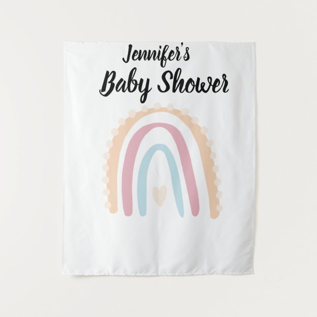 Rustikales Boho Elegant Rainbow Baby Dusche Hinter Wandteppich (Vorderseite)