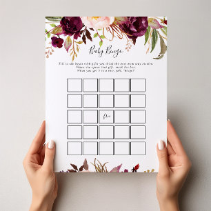 Rustikales Boho farbenfrohe Blütenbaby Bingo Dusch