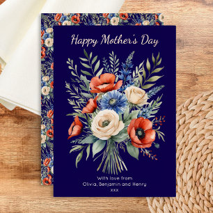 Rustikales Boho Floral Bouquet Happy Mother Day Folien Feiertagskarte