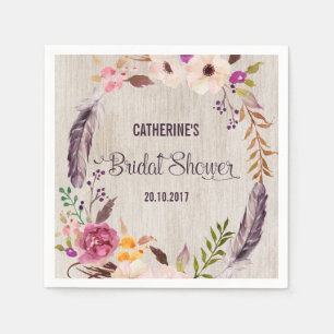 Rustikales Boho Floral Brautparty Paper Napkin Serviette