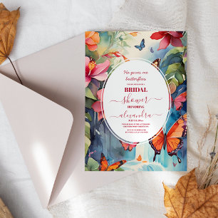 Rustikales Boho Floral Butterfett Brautparty Einladung