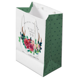 Rustikales Boho Floral Stag Antlers Brautparty Mittlere Geschenktüte