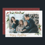 Rustikales Boho Greenery Gold Dry Brush Effect Fot Feiertagskarte<br><div class="desc">Dieses neutrale Boho-Design zeichnet sich durch minimale Wintergrün aus, mit einem trockenen Pinseleffekt-Foto und Text in trendigen Boho-Farbtönen. Fügen Sie eine optionale Meldung auf der Rückseite hinzu oder ändern Sie das Backer-Design (3 Optionen verfügbar). SCHNELLER TIPP: So ändern Sie die Farbe des Hintergrunds/Musters/Textes an Ihr Foto —> Unter "Diese Vorlage...</div>