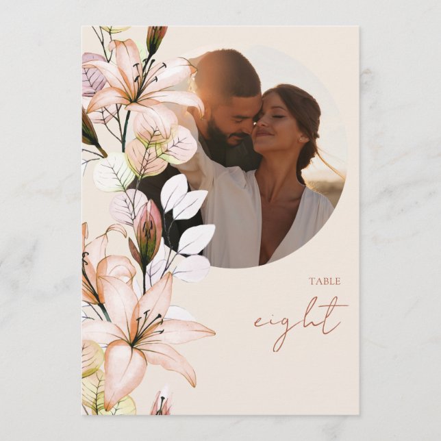 Rustikales Boho Herbst Foto Tischnummer (Vorderseite)