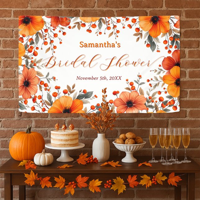 Rustikales Boho Orange Bloom Berry Frame Brautpart Banner (Von Creator hochgeladen)