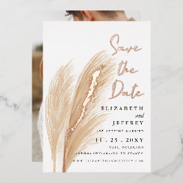 Rustikales Boho Pampas Foto Save the Date Foil Inv Folieneinladung