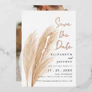 Rustikales Boho Pampas Foto Save the Date Foil Inv Folieneinladung