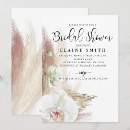Rustikales Boho Pampas Grass Orchid Brautparty Einladung