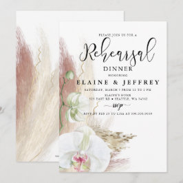 Rustikales Boho Pampas Grass Orchid Probe Dinner Einladung