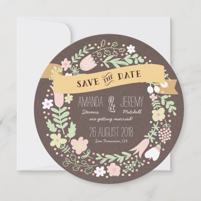 Rustikales Boho Pastel Blume Foto Save the Date (Vorderseite)