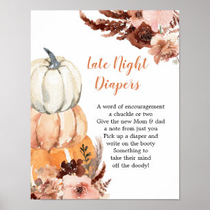 Rustikales Boho Pumpkin Game Late Night Diaper Pos Poster