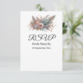 Rustikales Boho Silver & Pink Floral RSVP Karte