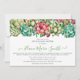 Rustikales Boho Succulent Drive Thru Brautparty Einladung